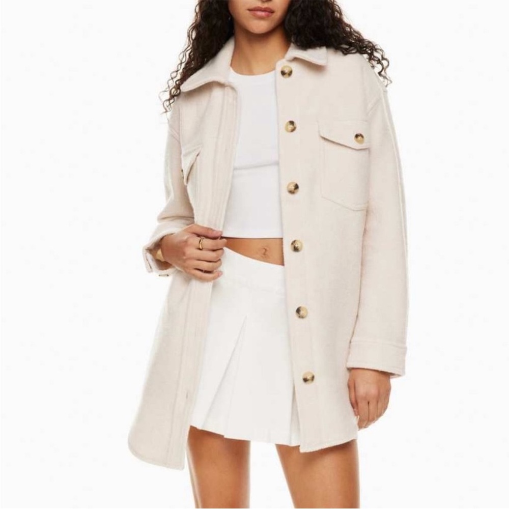 Aritzia Wilfred the ganna shirt ivory cream shacket long sleeve button down
